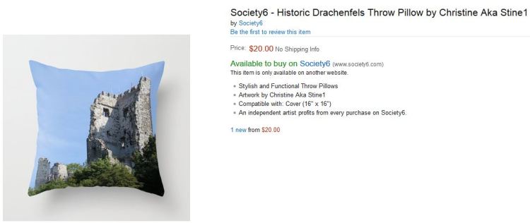 Historic Drachenfels Throw Pillow by Christine Aka Stine1 by Society6