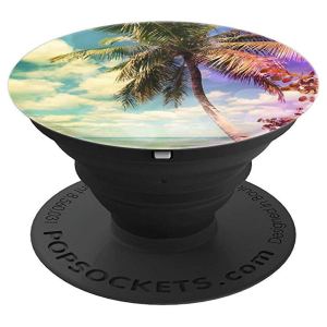 Isla Saona Caribbean Prismatic Palm Tree digital Artwork - PopSockets Grip and Stand for Phones and Tablets 