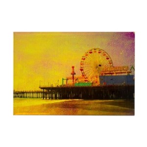 Yellow Santa Monica Pier Rectangle Magnet