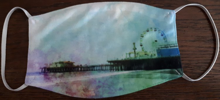 Crinkly Tie-Dye Santa Monica Pier Mask Designed by stine1