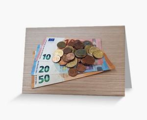 Euro Coins and Bills Greeting Card