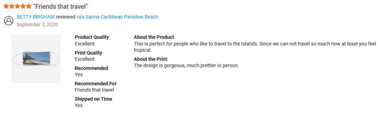 Zazzle product review: Isla Saona Caribbean Paradise Beach Cloth Face Mask