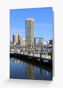 Baltimore's Inner Harbor and World Trade Center Greeting Card Designed by stine1